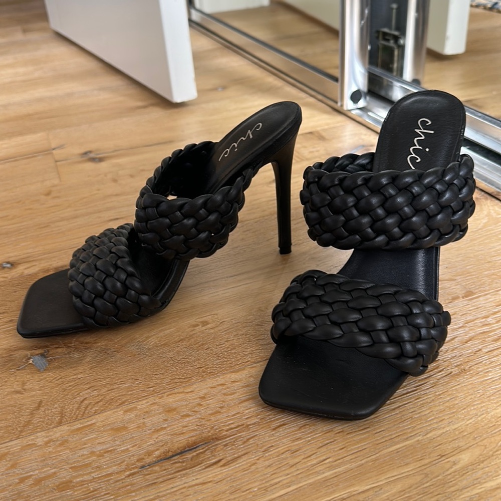 Black stiletto mules, never worn